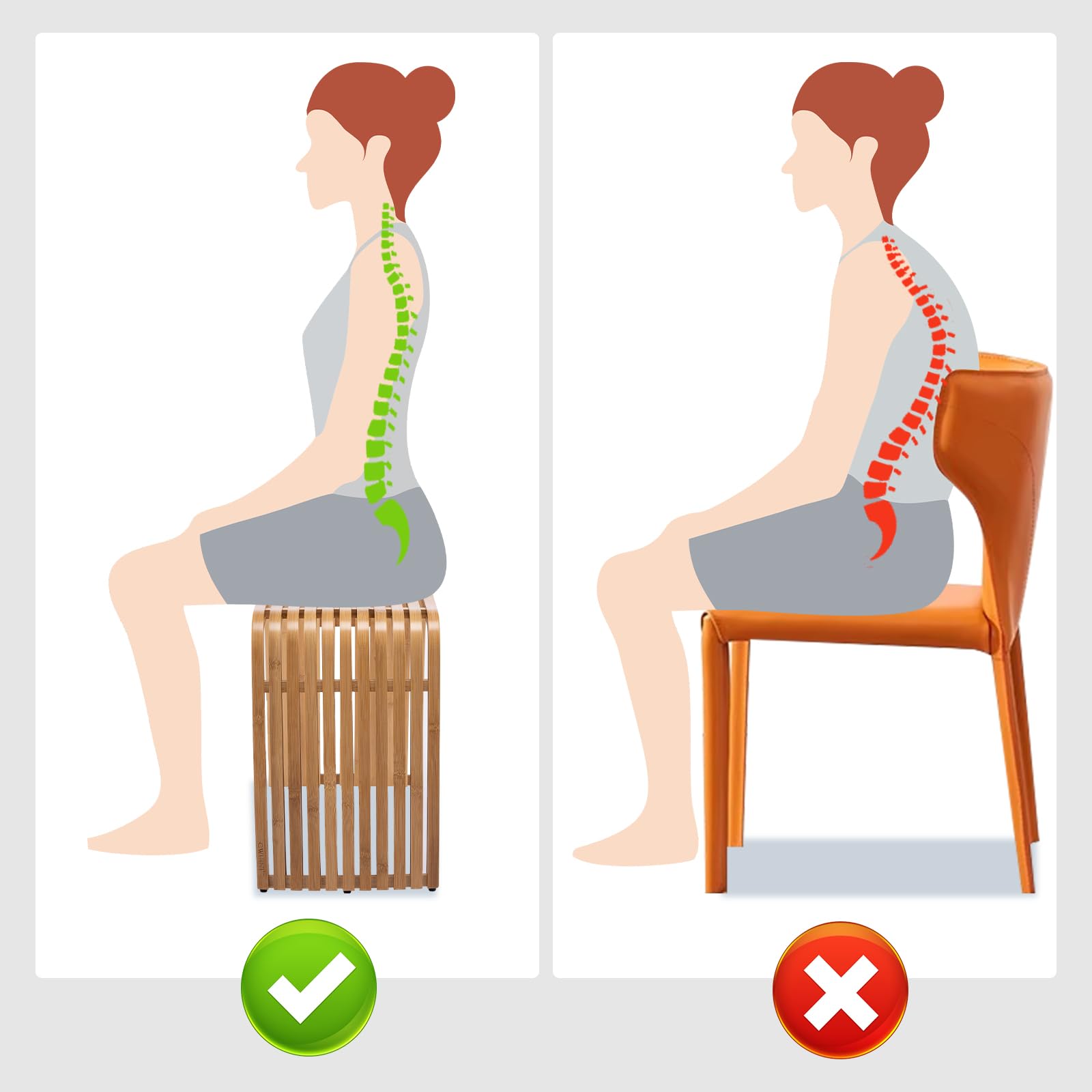 Bamboo Shower Bench Non-Slip Waterproof Bathroom Stool