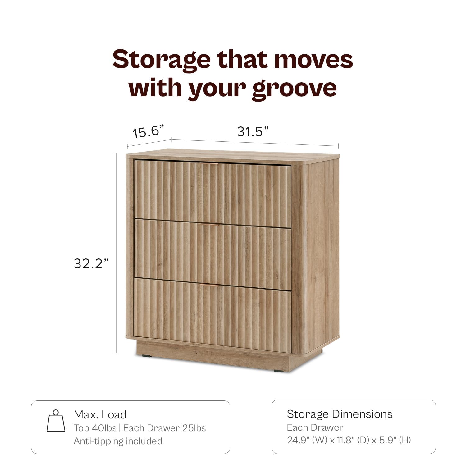 Brooklyn 3 Drawer Dresser