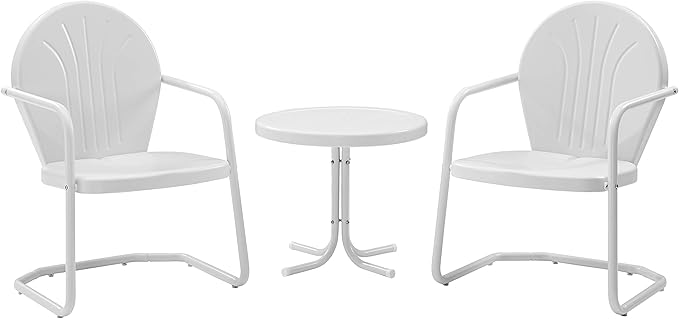 3-Piece Metal Outdoor Bistro Set with Chairs and Side Table