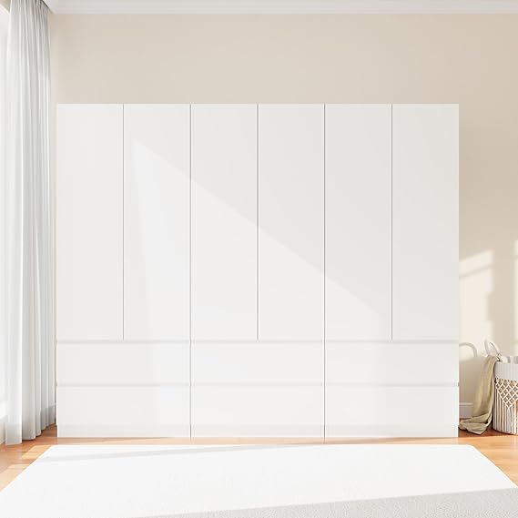 Armoire Wardrobe Closet with 4 Doors and Drawers