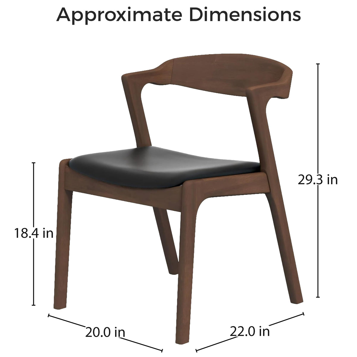 Solid Wood Leather Dining Chair Set of 2