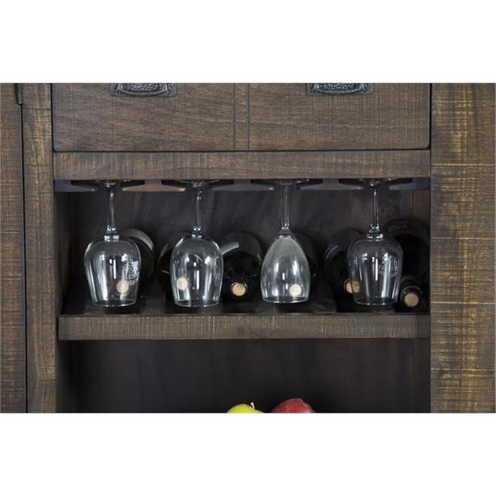 Wood Home Bar with Shelves and Drawers