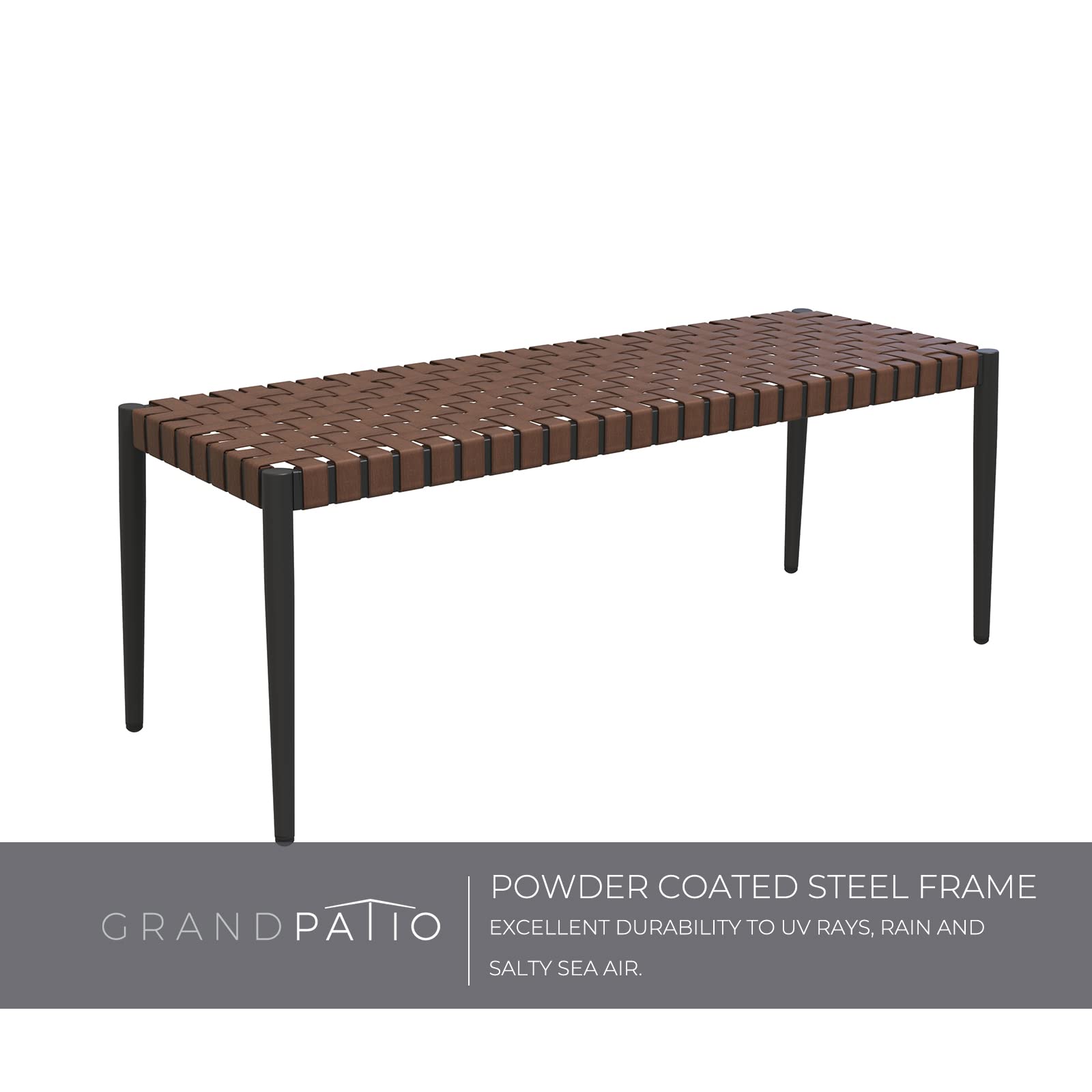 2-Seat Wicker Bench with Tapered Legs