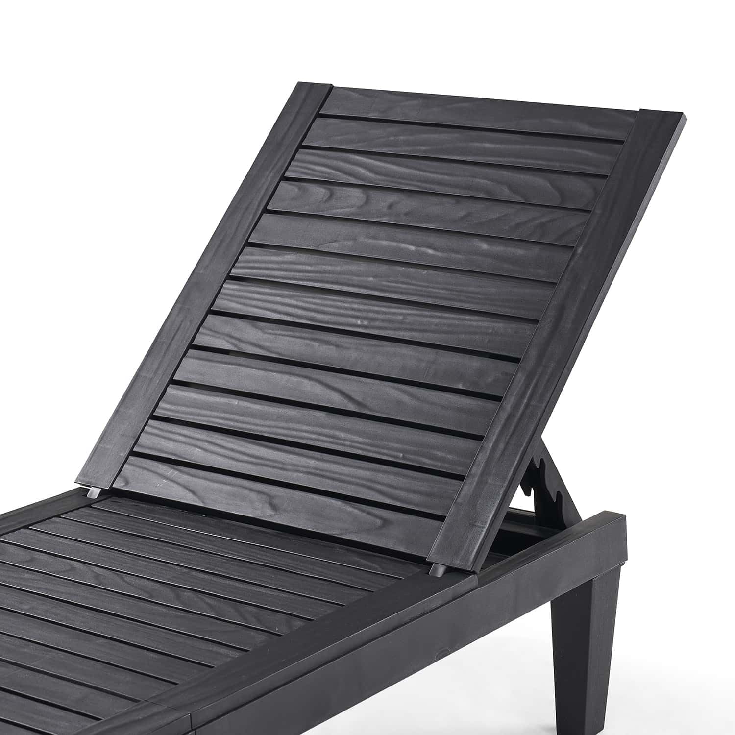 Black Chaise Lounge Chair Outdoor Set of 2 - 5-Position Adjustable