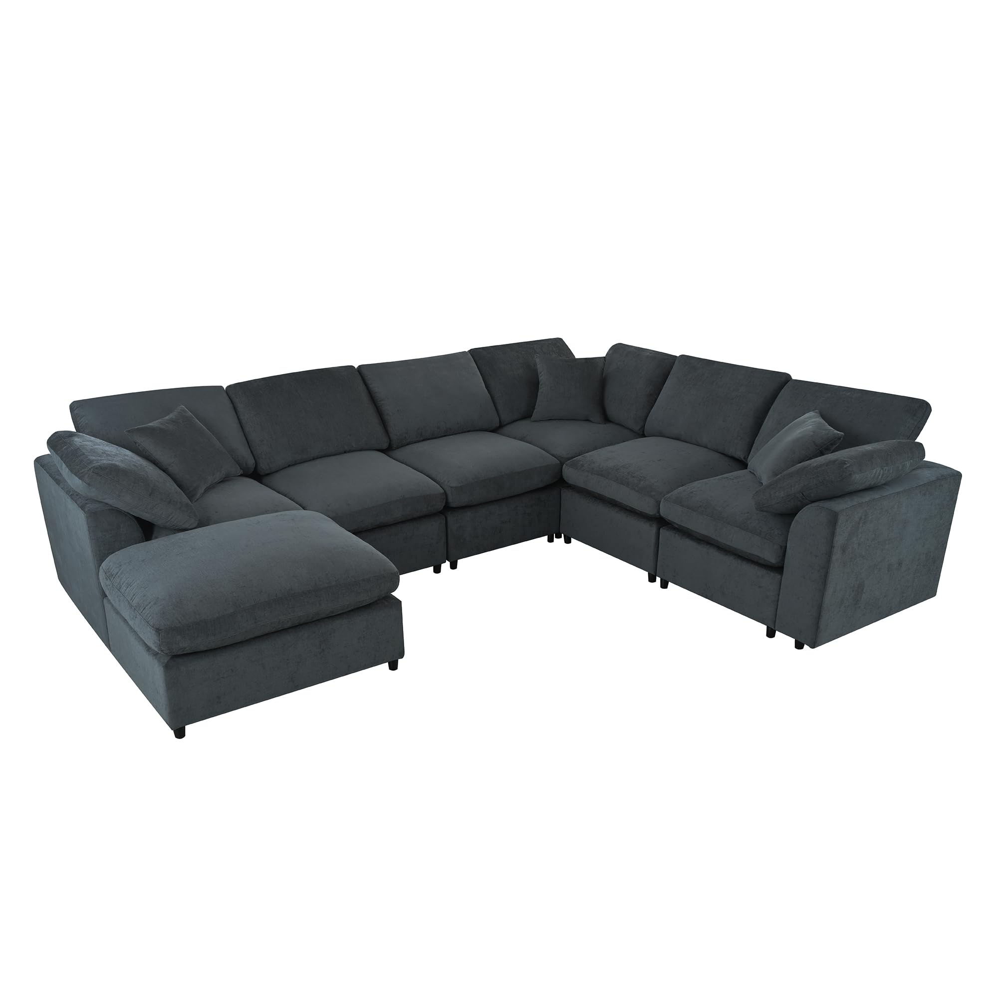 L-Shaped Modular Sectional Sofa with Ottoman