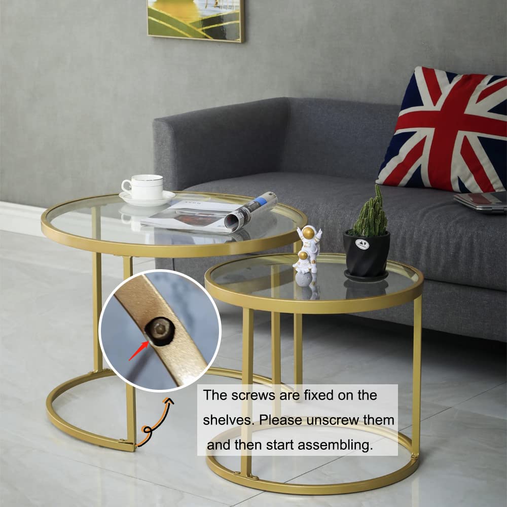 Gold Nesting Coffee Table Set of 2