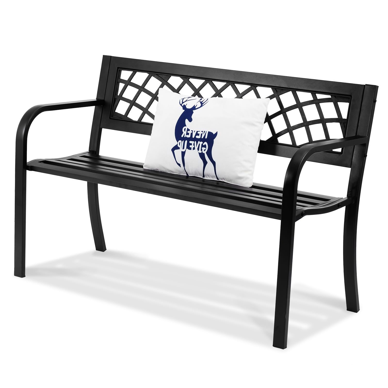 46" Outdoor Garden Bench with Mesh Pattern