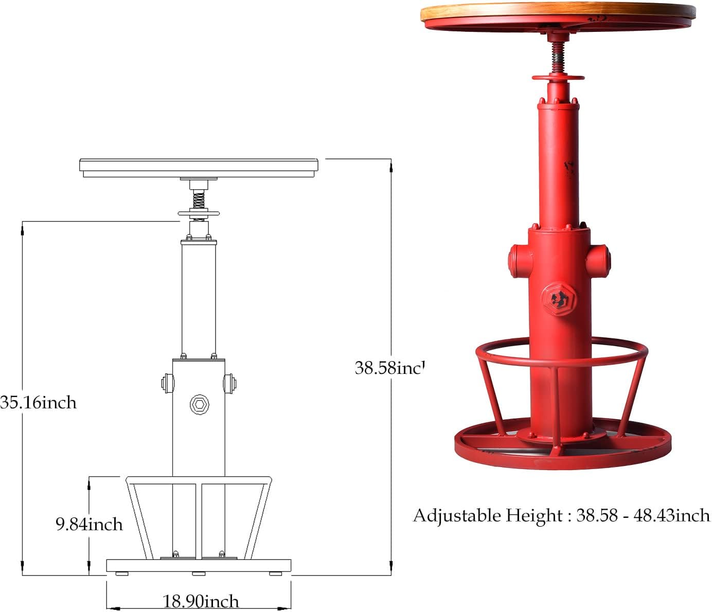 3 Piece Industrial Pub Bar Set with Adjustable Height