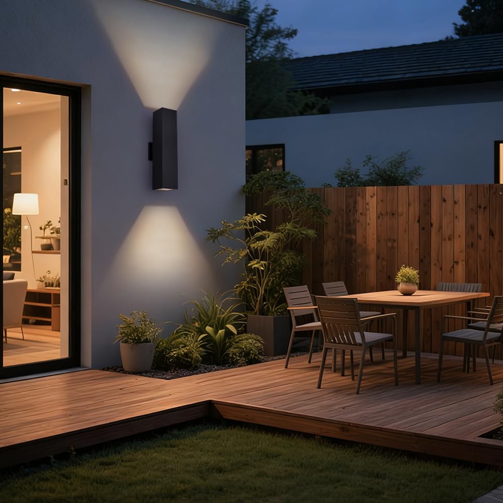 Modern Outdoor Wall Light 18" Black Aluminum