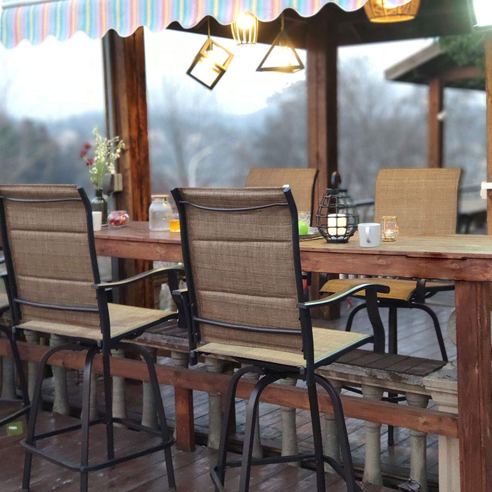 Swivel Bar Stools Set of 4 with Backrest and Armrest