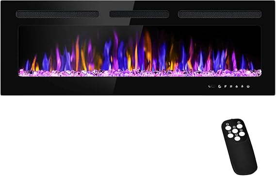 40" Electric Fireplace Wall Mounted Recessed with Remote Control