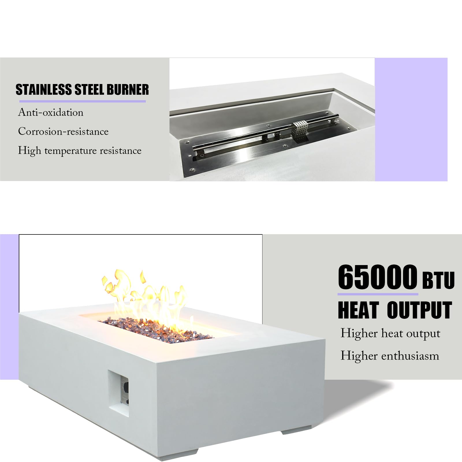 65,000 BTU Outdoor Propane Fire Pit Table