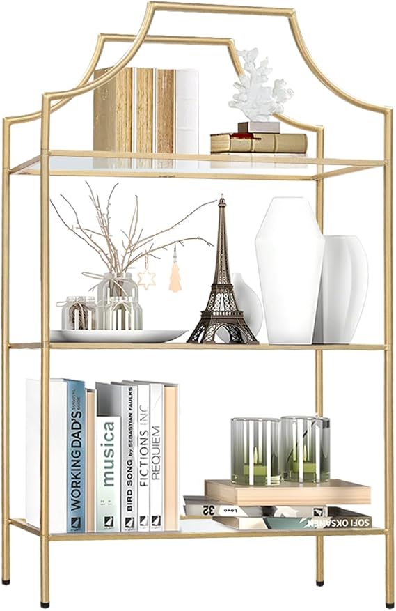 4 Tier Metal Bookshelf Tall Storage Display