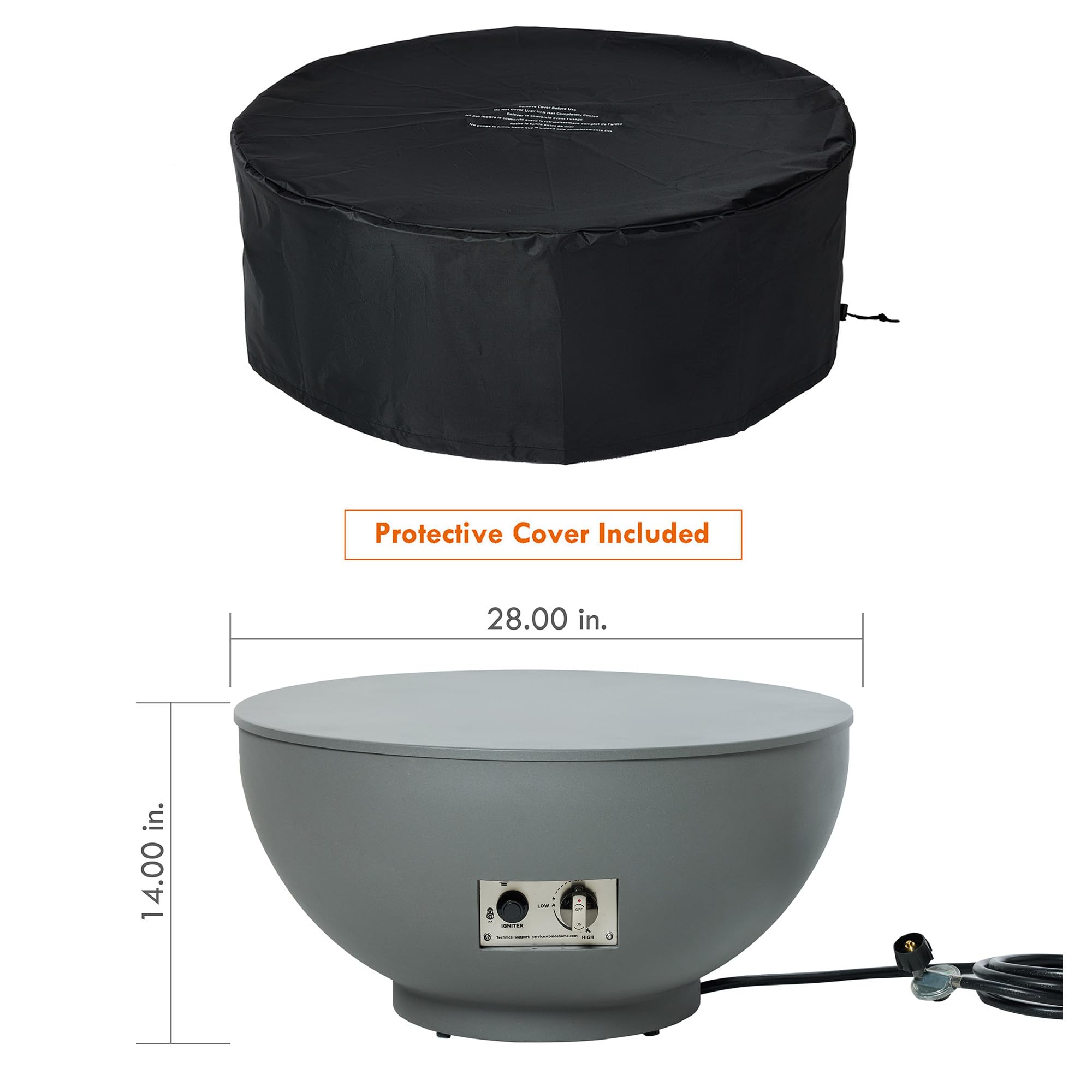 28-Inch Propane Fire Table with Lid and Cover