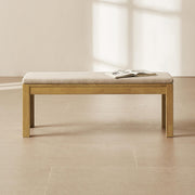Logan Upholstered Beige Dining Bench - Modern Farmhouse Solid Wood