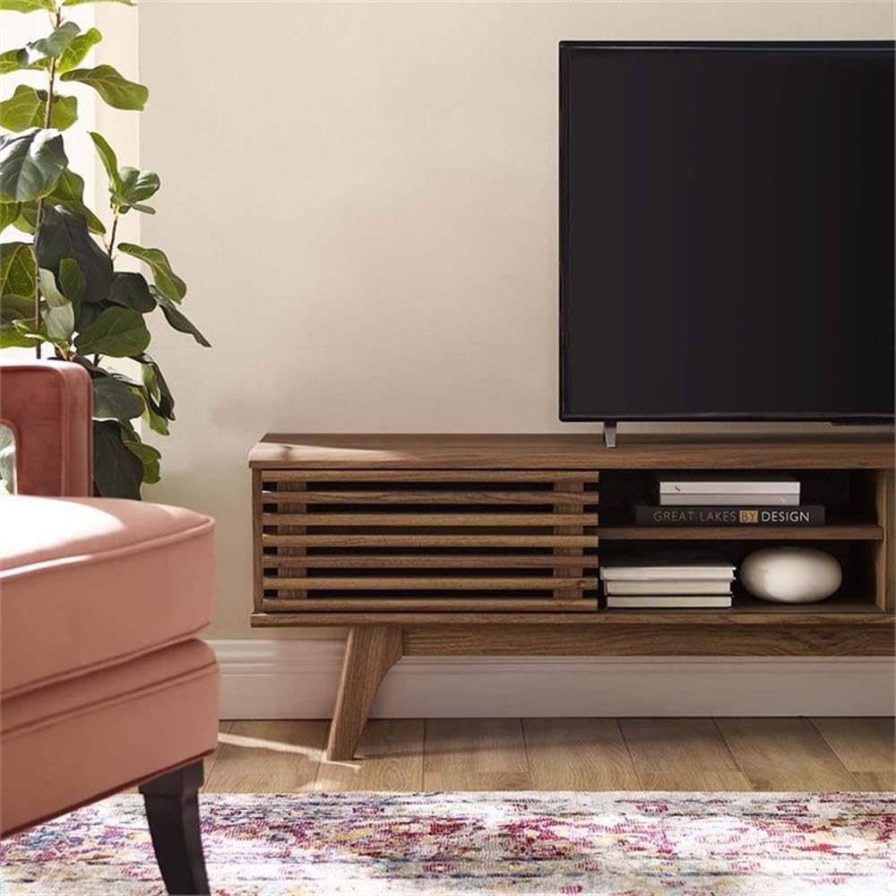 70" Mid-Century Modern TV Stand with Sliding Doors