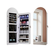 Wall Mounted Jewelry Armoire with Full Length Mirror and LED Light