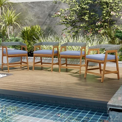 5 Piece Patio Dining Set with Cushioned Chairs