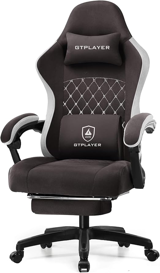Gaming Chair with Pocket Spring Cushion and Footrest