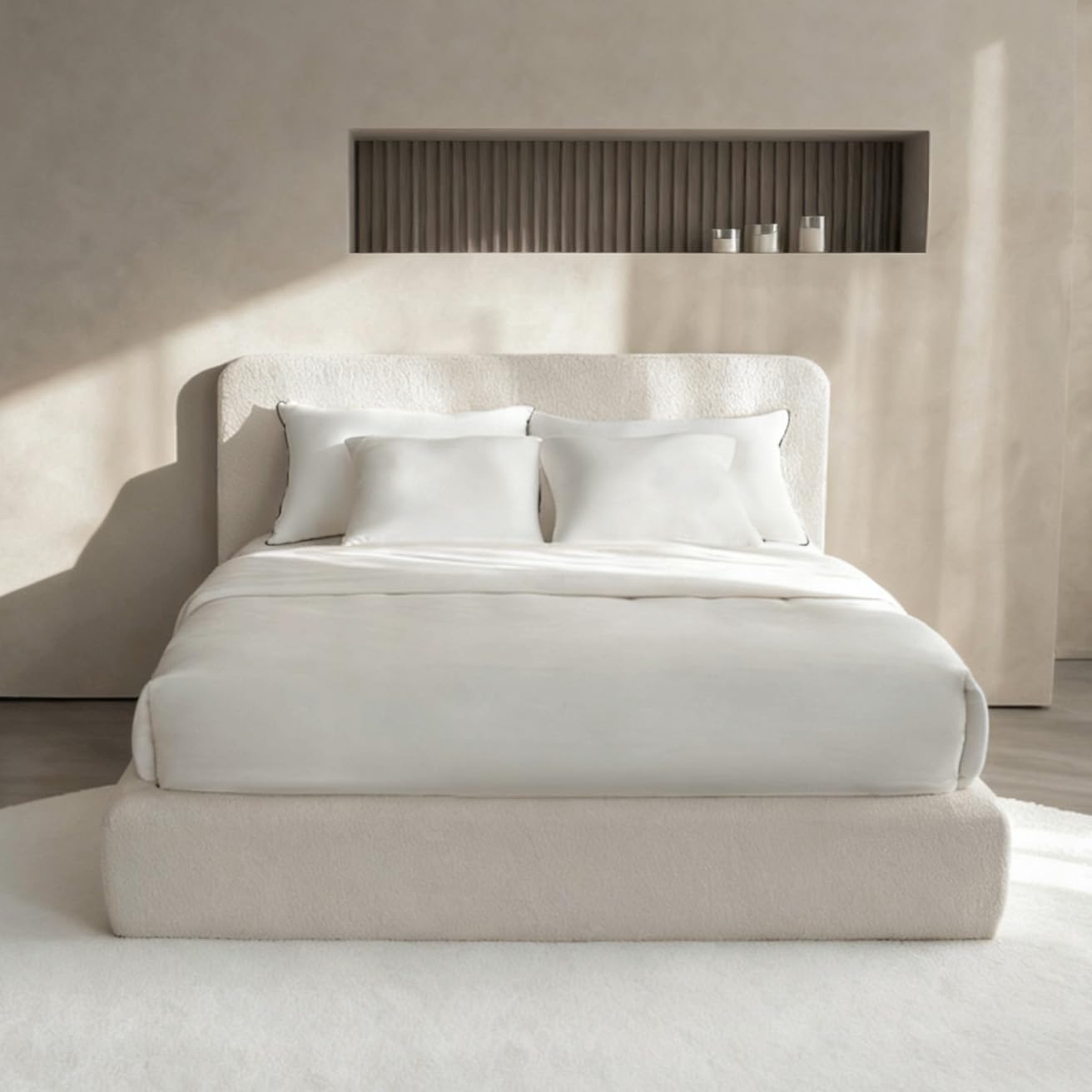 Full-Foam Queen Platform Bed Frame with Headboard