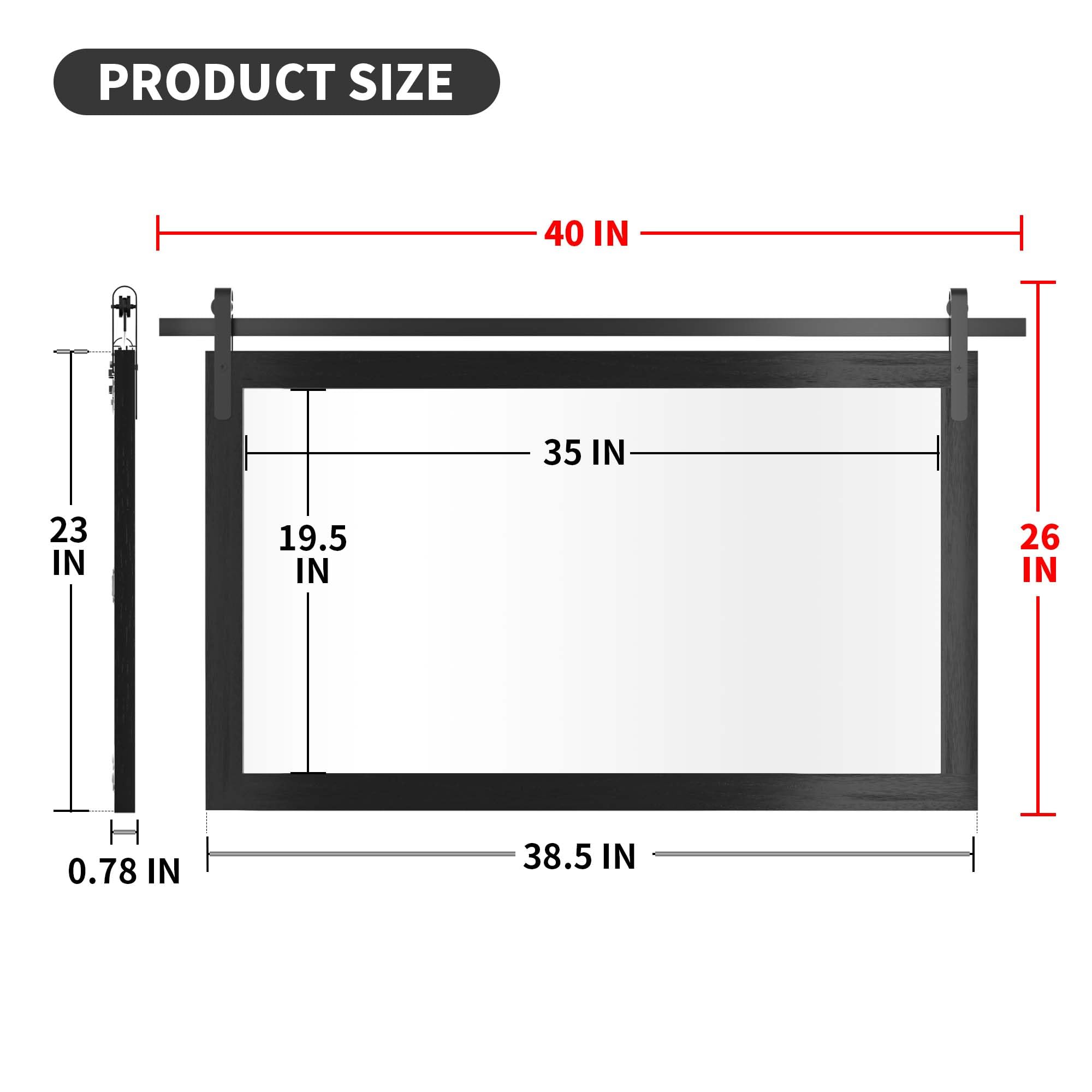 Black Farmhouse Wall Mirror 40x26 Inch