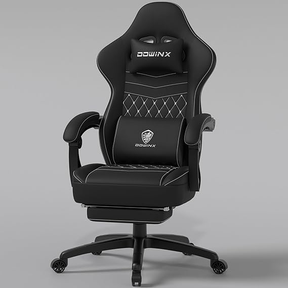 Breathable Fabric Gaming Chair with Gel Pad and Footrest