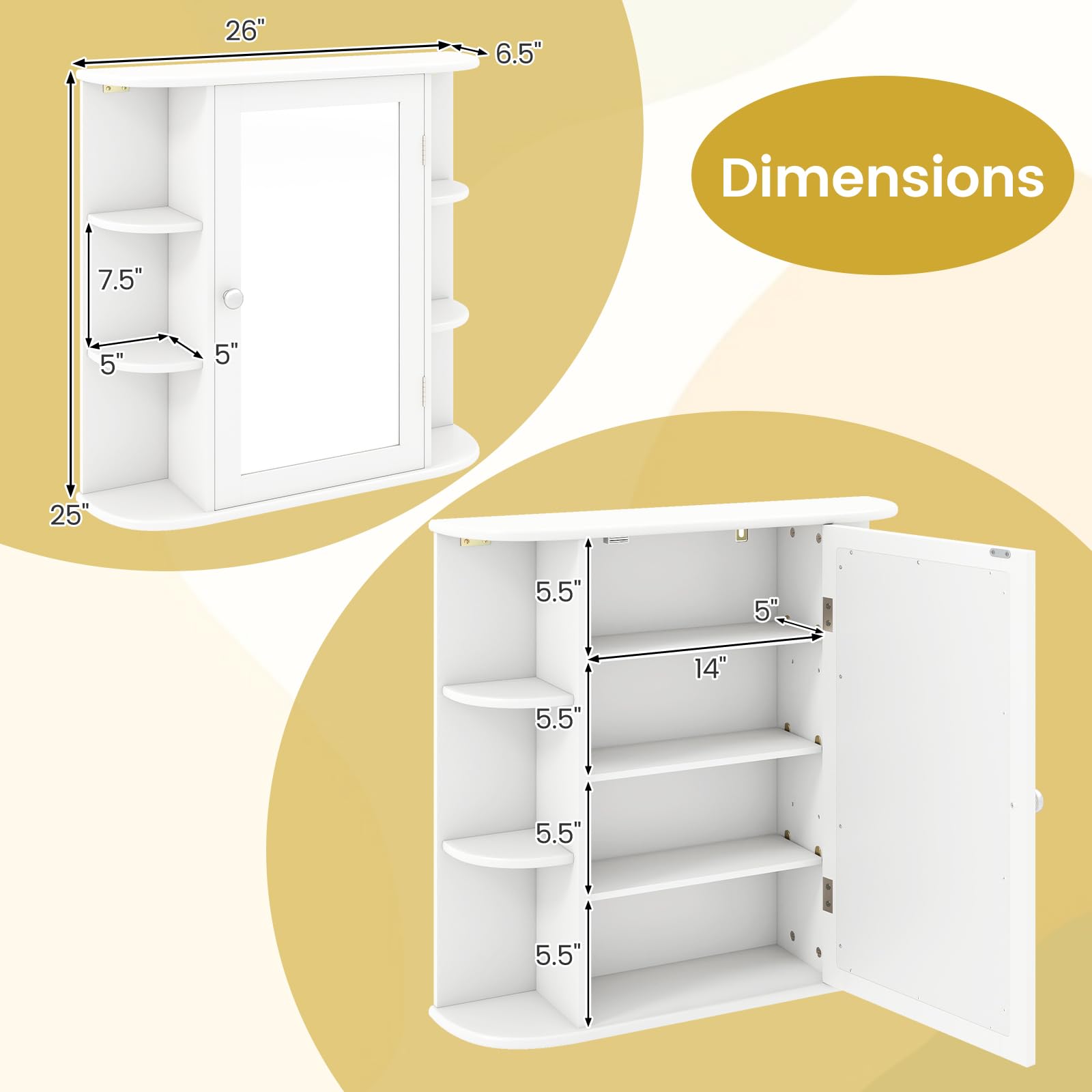 Bathroom Medicine Cabinet with Mirror Wall Mounted Storage Organizer