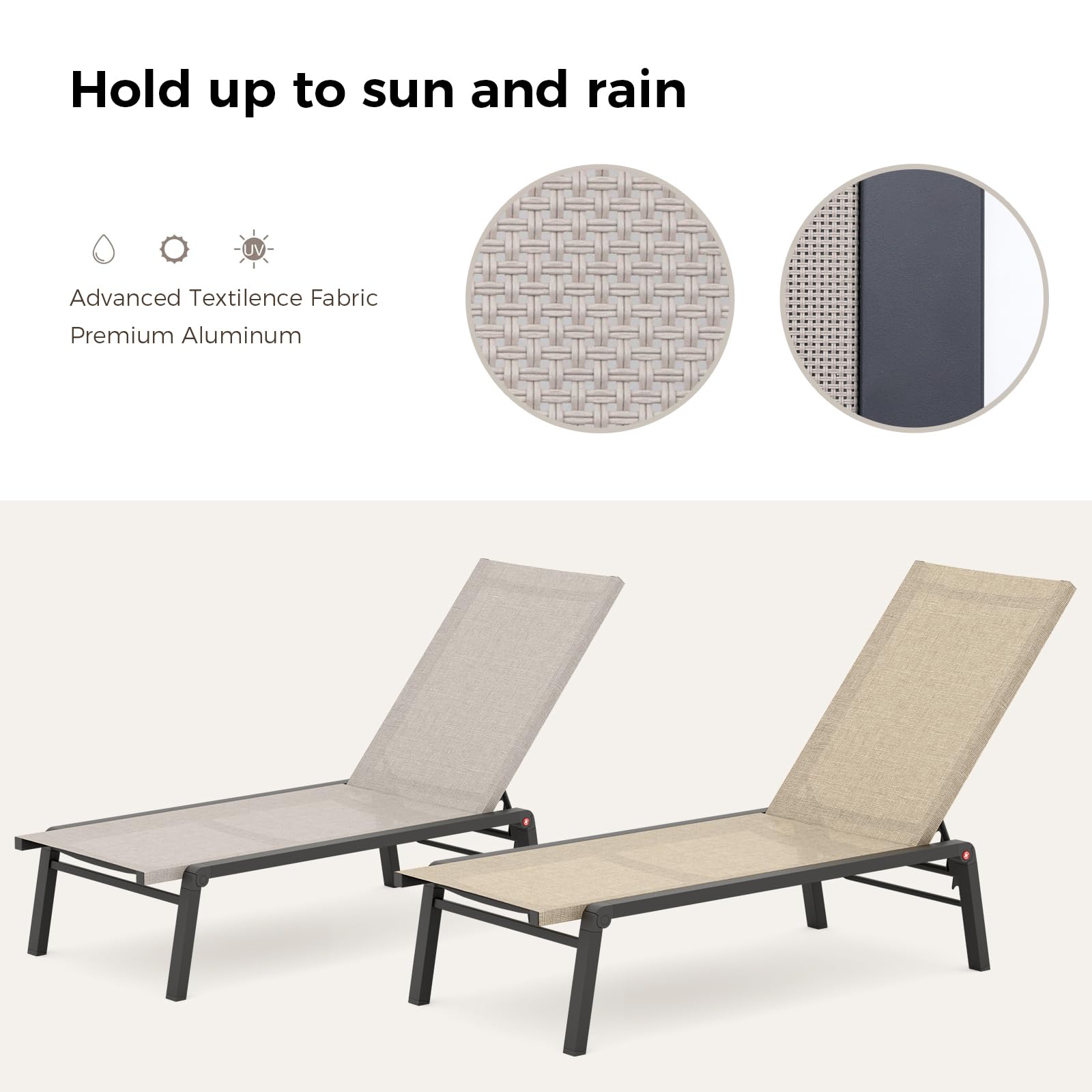 Adjustable Foldable Chaise Lounge Chair Set of 2