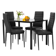 5-Piece Dining Table Set with Glass Top and Upholstered Chairs