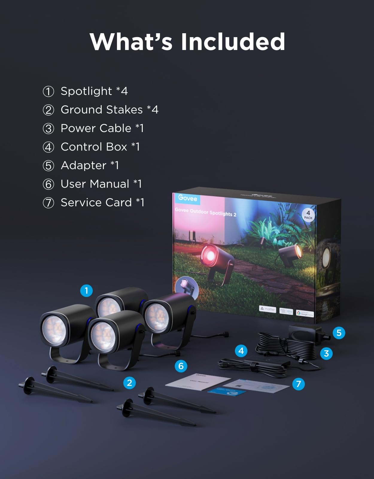 Smart RGBWIC Outdoor Spotlights 4-Pack