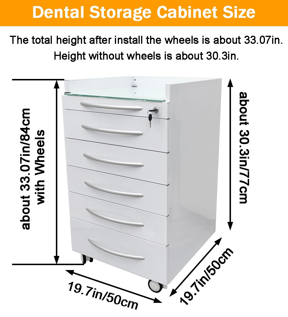 5-Drawer Mobile Dental Cart with Lock