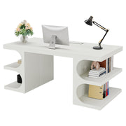 Modern Executive Office Desk 63-Inch with Storage Shelves