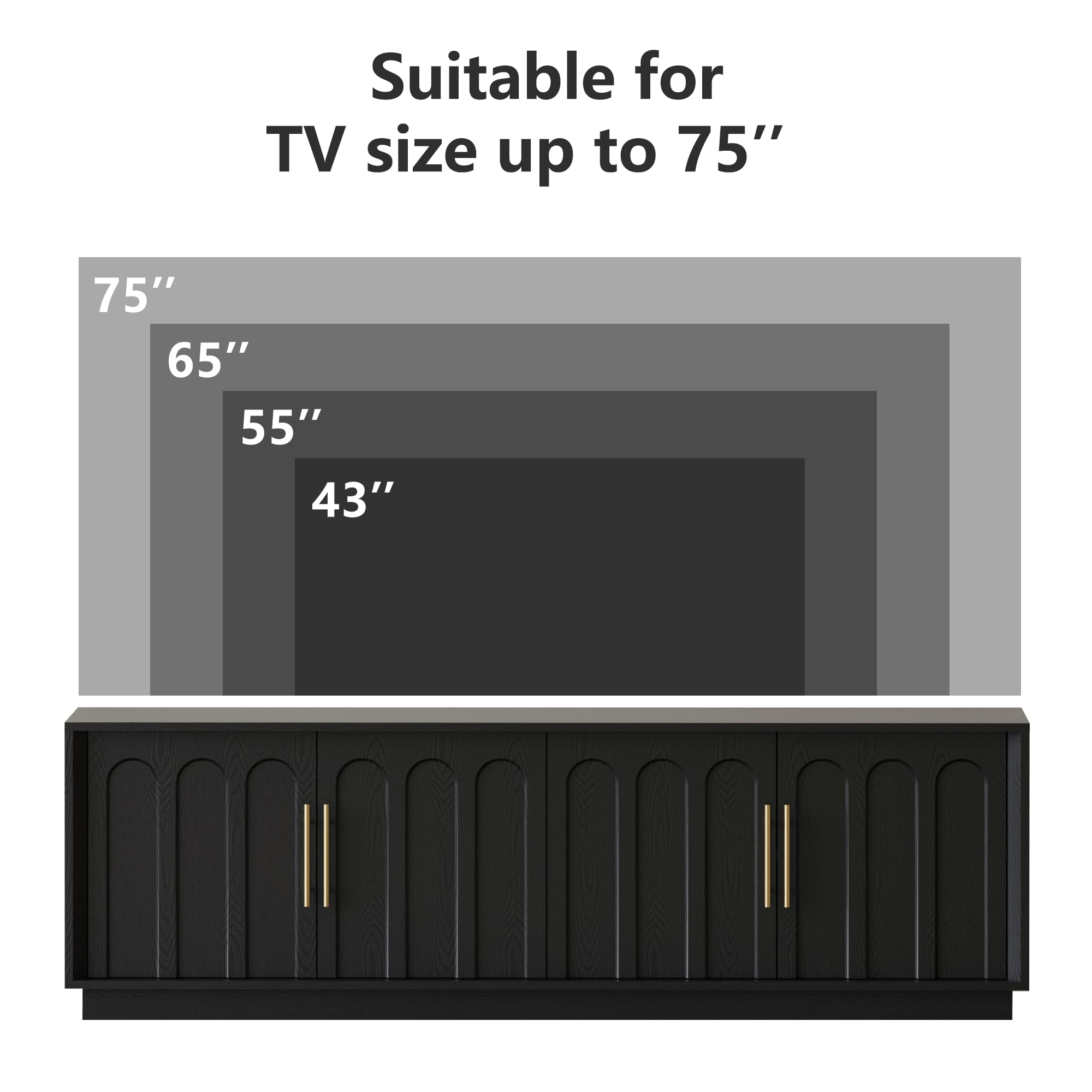 67" TV Stand with Arched Design and Adjustable Shelves