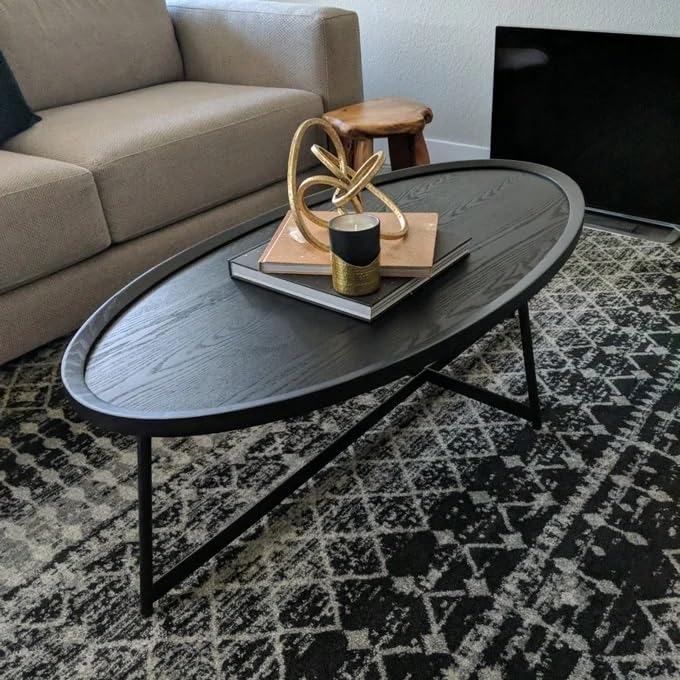Oval Coffee Table with Metal Legs
