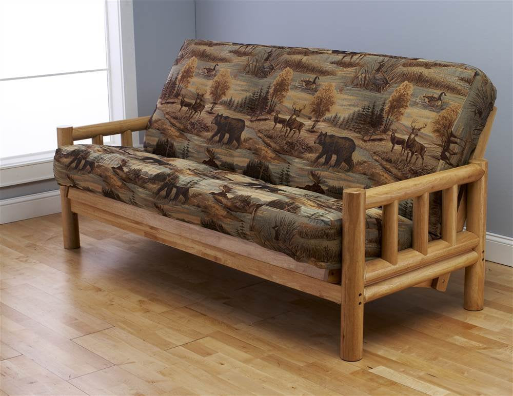 Rustic Log Futon Frame with Full Size Mattress Set