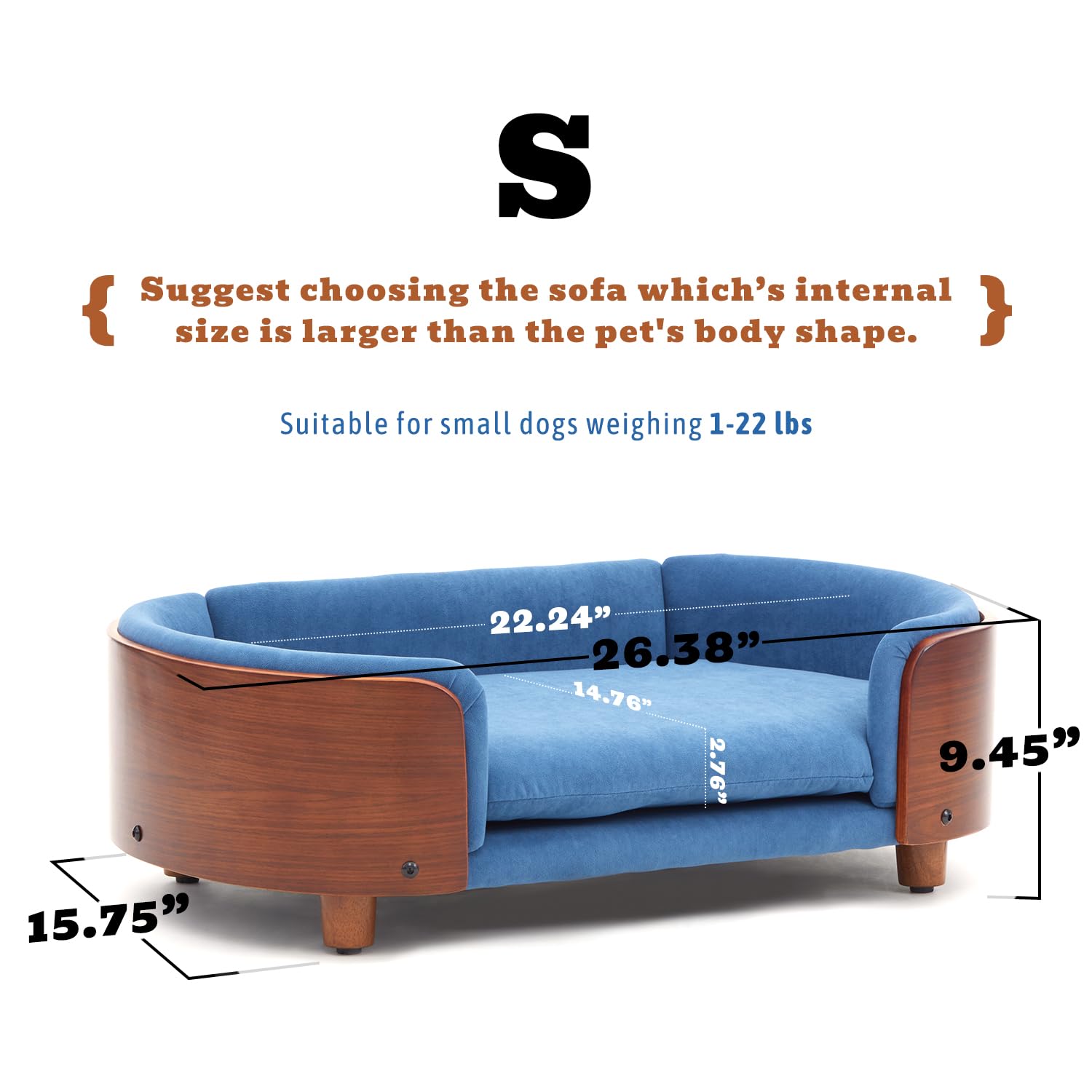 Elevated Dog Sofa Bed with Washable Cover - Small