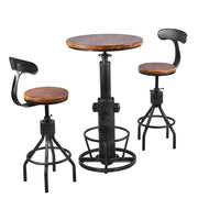 LOKKHAN 3-Piece Bar Table (38.6"-48.4") & 2 Backrest Stools (24"-30") Set for Pub Kitchen Dining Living Party Bistro Breakfast, Swivel Top, Height Adjustable, Most Weld, Space-Saving