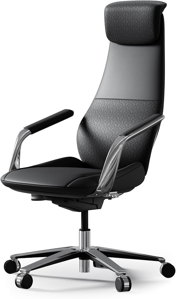 Luxury Executive Office Chair Genuine Leather High Back Ergonomic Reclining Red