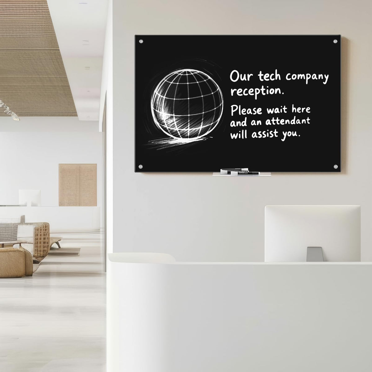 Magnetic Glass Dry Erase White Board 48" x 32"