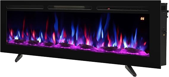 70 Inch Electric Fireplace Wall Mount Recessed Freestanding