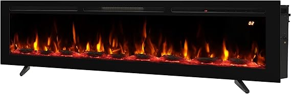 70 Inch Electric Fireplace Wall Mount Recessed Freestanding
