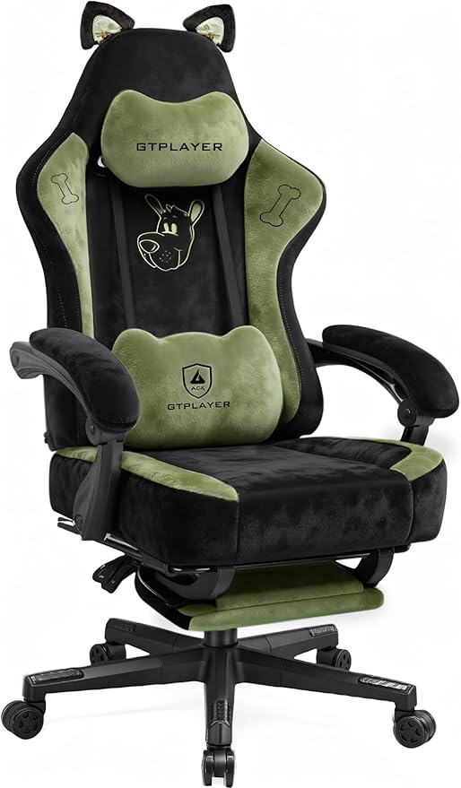 Cat Ear Gaming Chair with Footrest