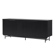 Fluted 4-Door Sideboard Buffet Console 69 Inch Black