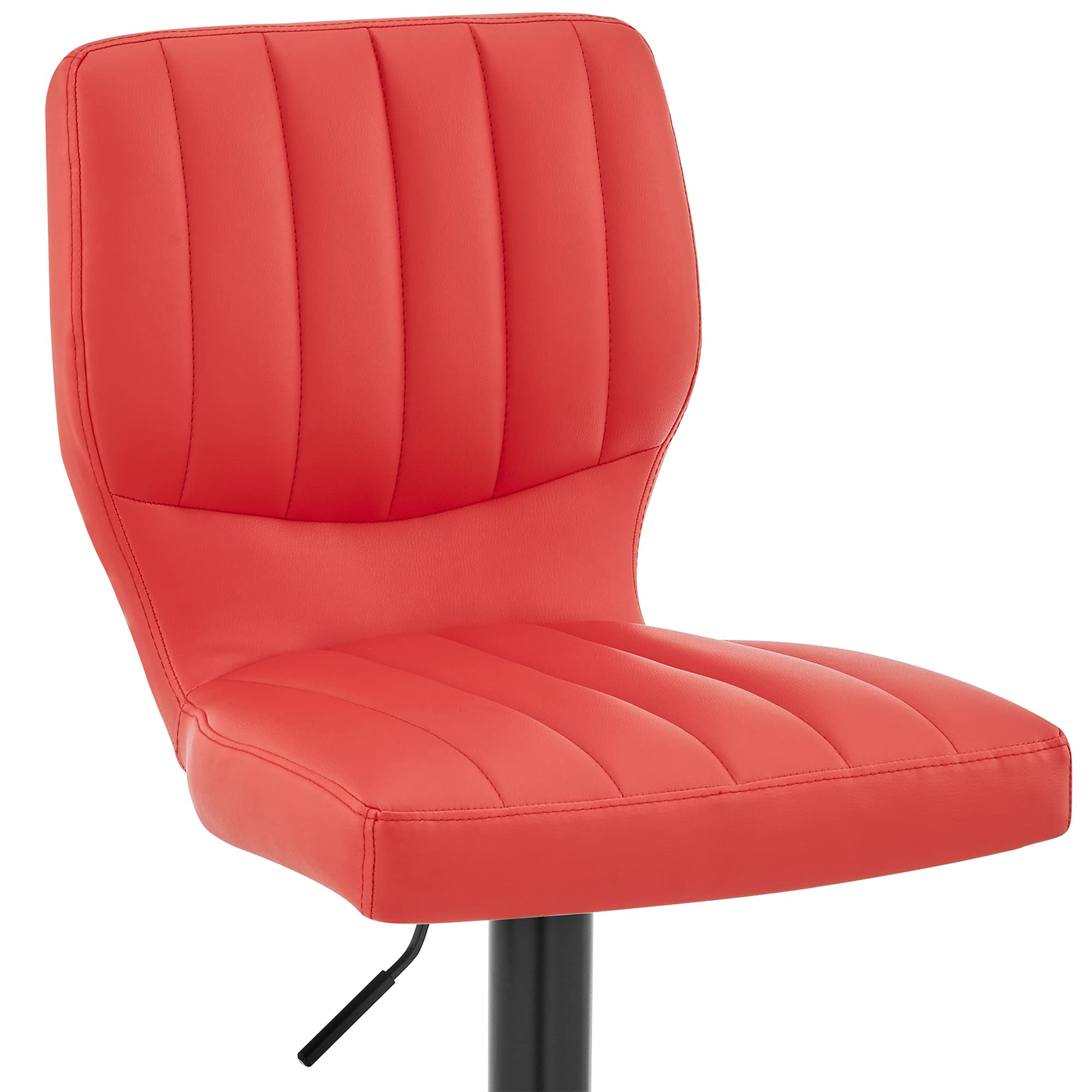 Adjustable Height Red Faux Leather Swivel Bar Stool