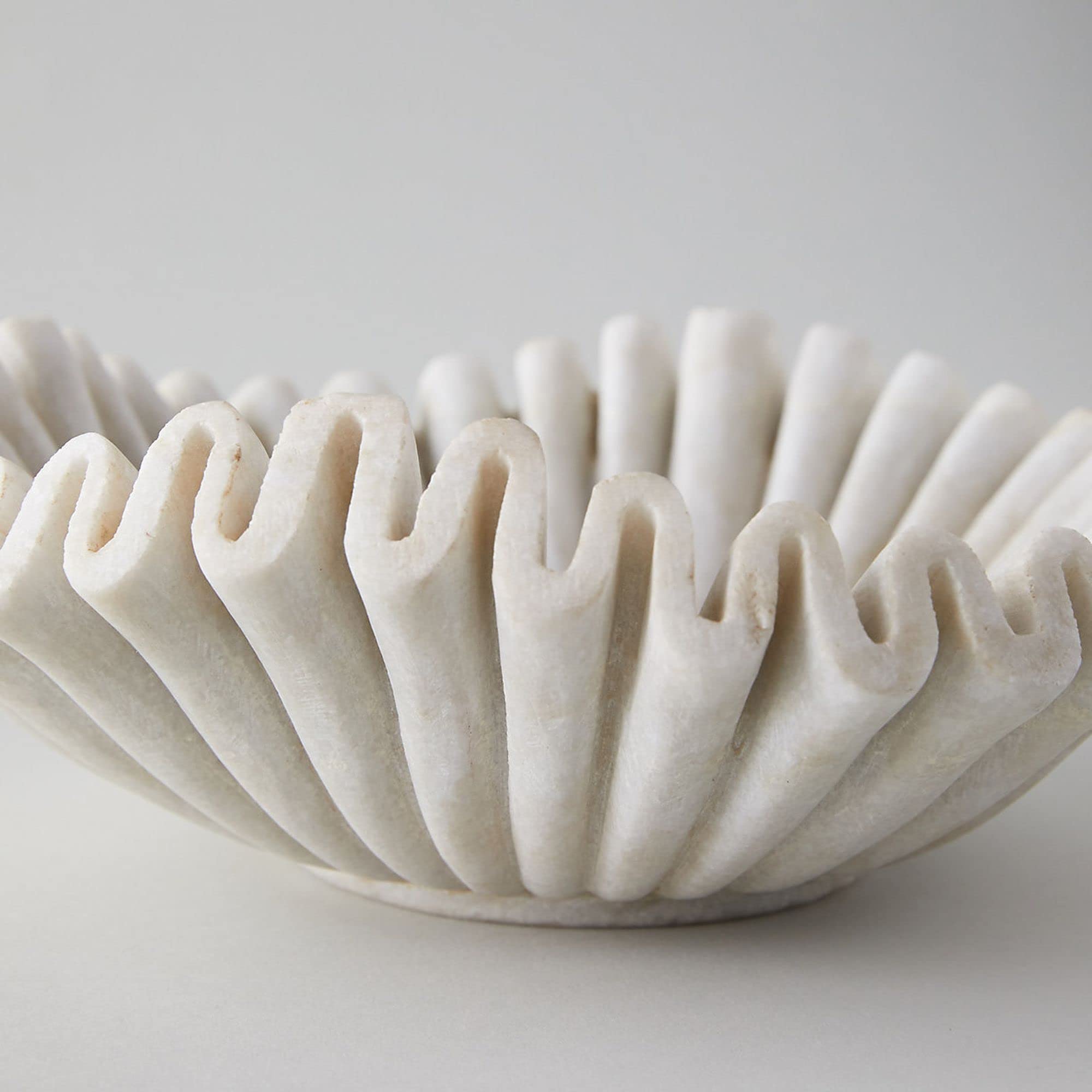 Handmade Marble Bowl Set - 2 Piece Round Fruit Bowl