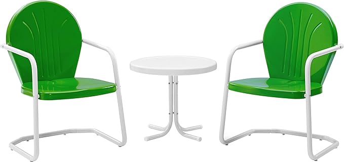 3-Piece Metal Outdoor Bistro Set with Chairs and Side Table