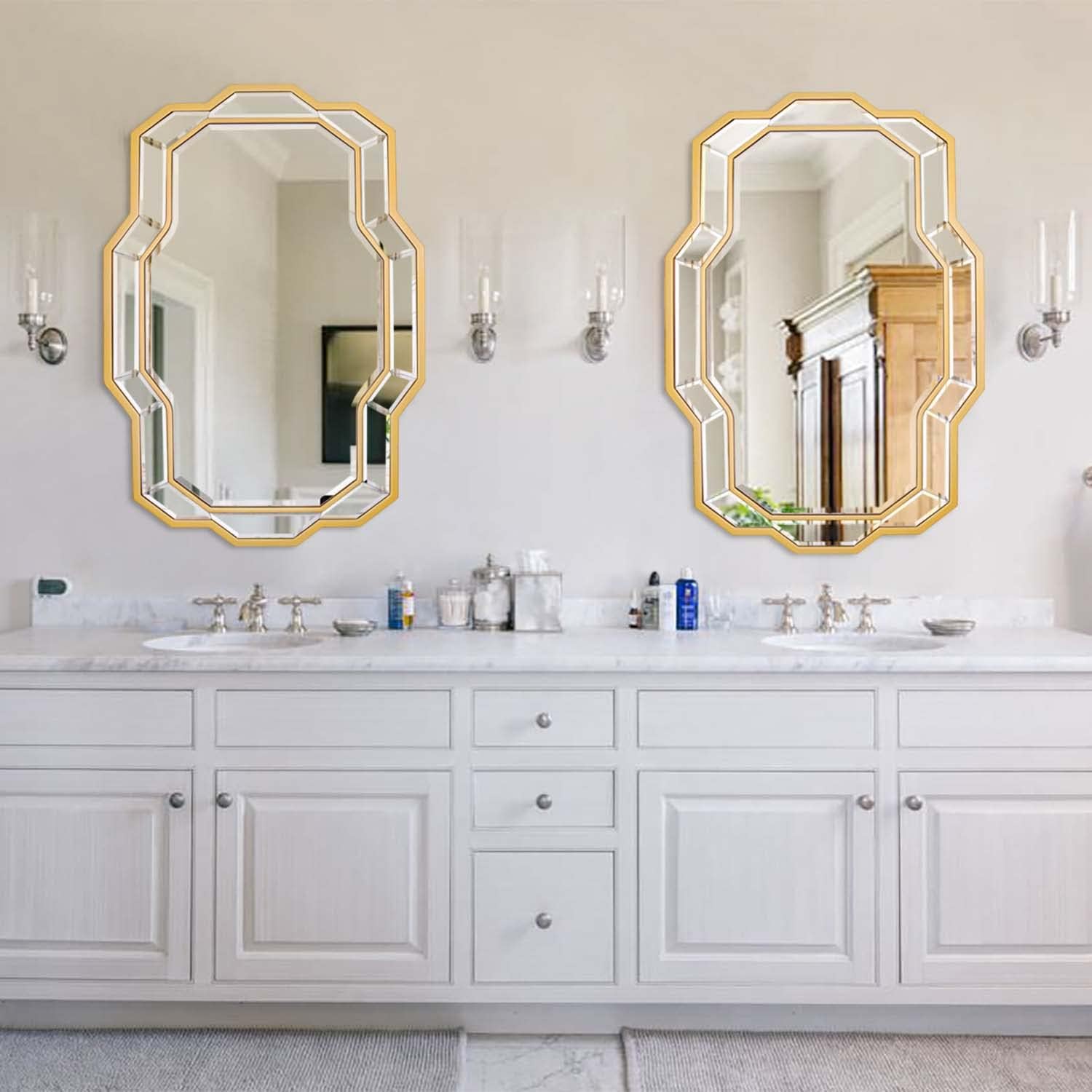 36x24 Gold Beveled Wall Mirror