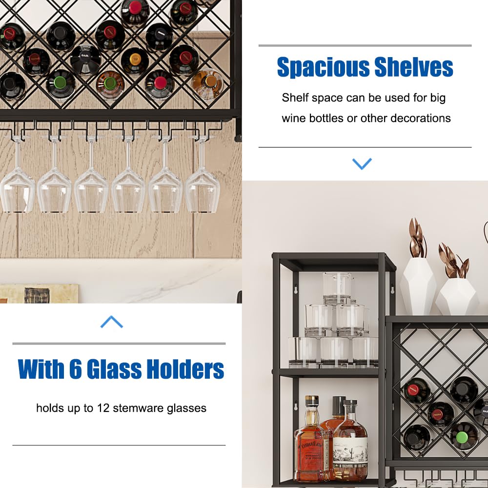 Industrial Wall-Mounted Wine Rack 23 Bottle Capacity