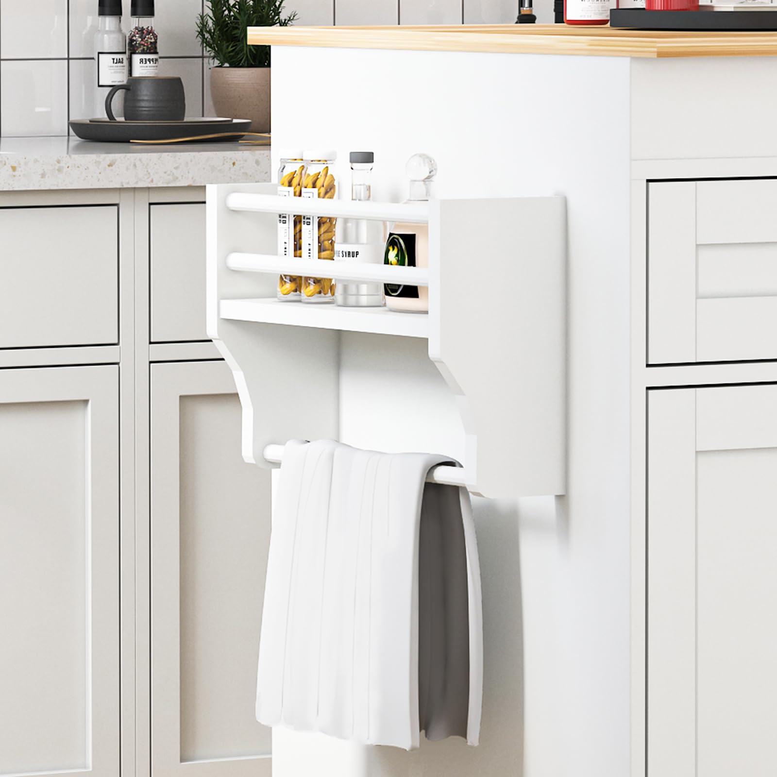 81.5" Kitchen Island with Extendable Dining Table on Wheels