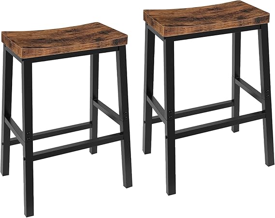 Saddle Bar Stools Set of 2 with Footrests